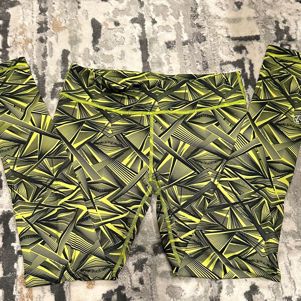 Zumba Fitness Lime and Black Geometric Leggings